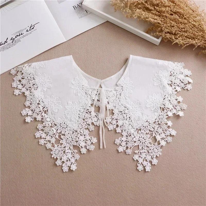 Summer Bow Tie Shawl White Fake Collars for Women Removable Dress Detachable Collar Wrap Shawl  False Collar Decor
