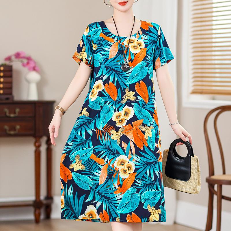 Летние элегантные длинные платья для женщин, большие размеры, с коротким рукавом, винтажное летнее платье с принтом, женская одежда