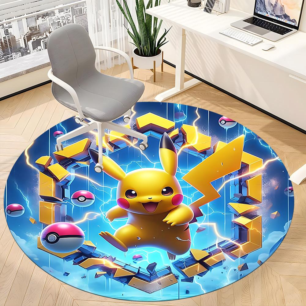 1 шт. Пикачу, Коврик-стул Pokémon для офиса, Нескользящий, Машинная стирка, Ковер для офиса, комнаты - Праздничный декор - Машинное производство yy251017295