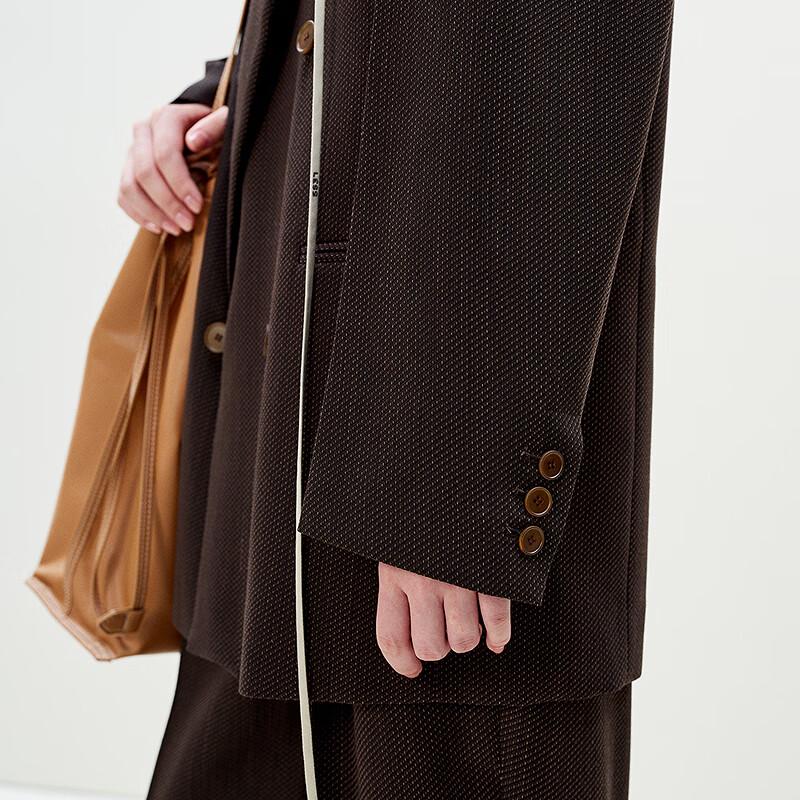 LESS 2025 Spring Double-Breasted Long Lapel Blazer