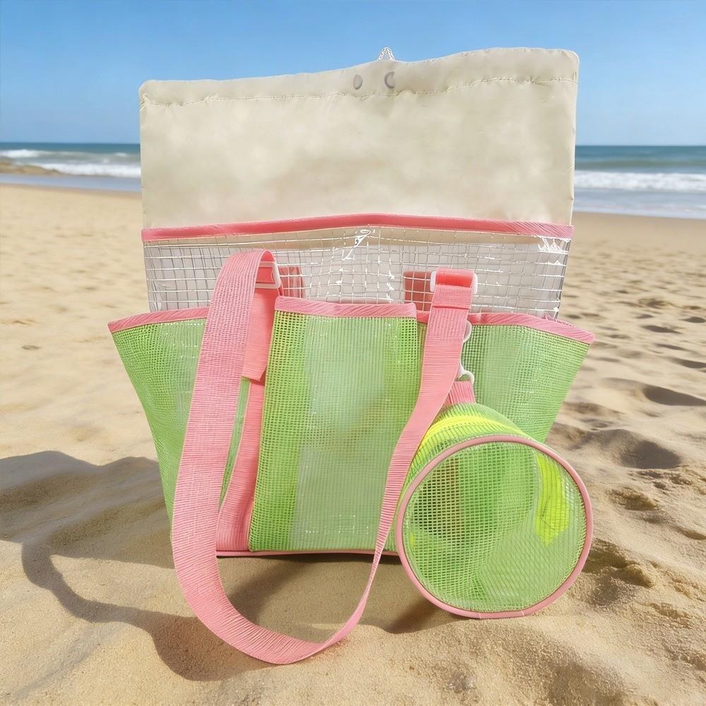 Breathable Mesh Swimming Bag Lightweight Beach Single Shoulder Shower Tote Bag Seaside Vacation