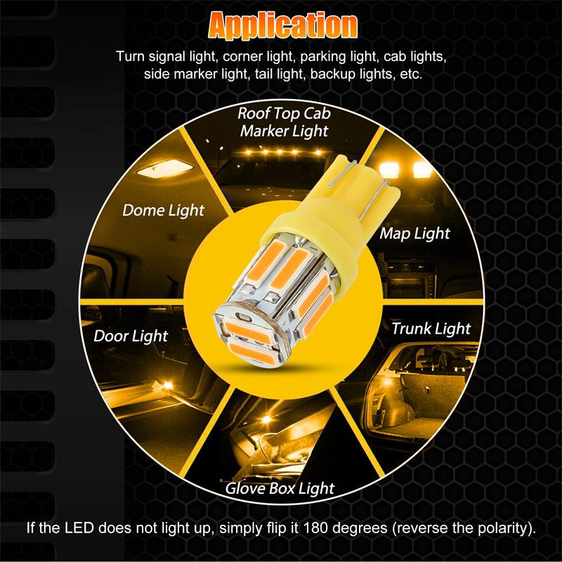 10 шт. W5W 10-7014 SMD Светодиодные автомобильные T10 194 168 Клиновые запасные лампы для габаритных огней крыши, кабины, ходовых огней