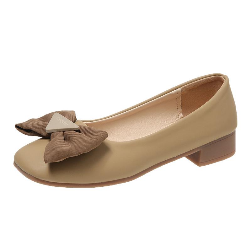 Fashion Heels Women 2025 Spring New French Sweet Style Doudou Shoes For Women Fashion Bow Shallow Mouth Women Shoes Zapatos Para Mujeres