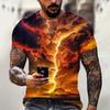 Men's T Shirt 3d Lightning Print Mens Short-Sleeved Tops Summer Street Fashion T-Shirt for Men Casual Tees Oversized Clothing