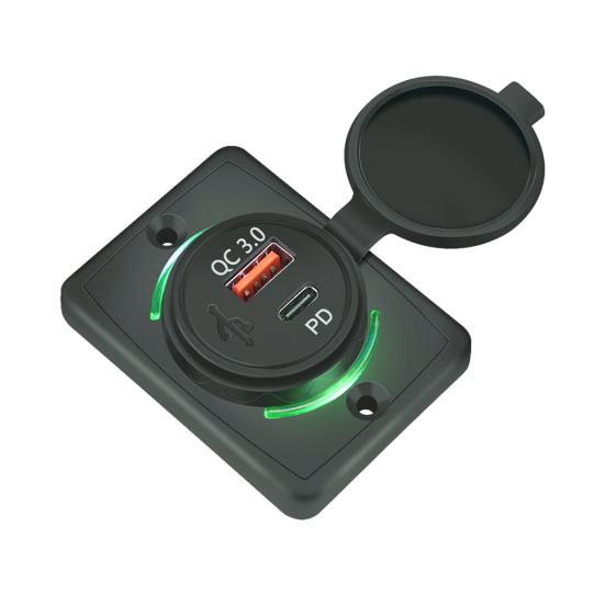 Автомобильное зарядное устройство 48 Вт с двумя портами PD Настенная USB-зарядная станция для телефонов, планшетов Универсальный автомобильный адаптер для быстрой зарядки 12 В-24 В для лодки, внедорожника, квадроцикла, автодома