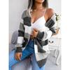 Женский осенне-зимний повседневный кардиган с яркими полосками и рукавами-фонариками