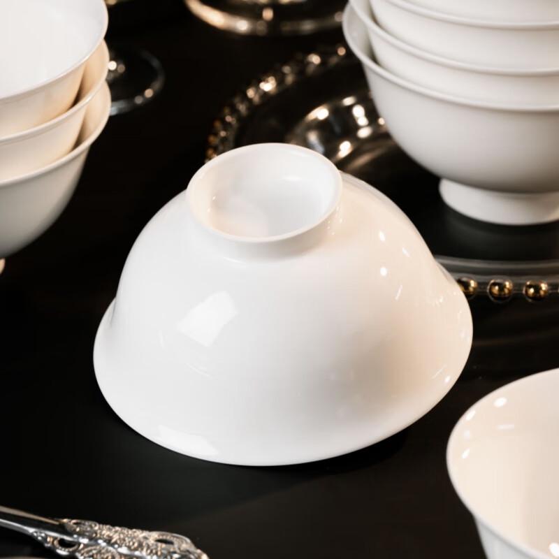 Haoya Minimalist Pure White Underglaze Ceramic Rice & Soup Bowl Set