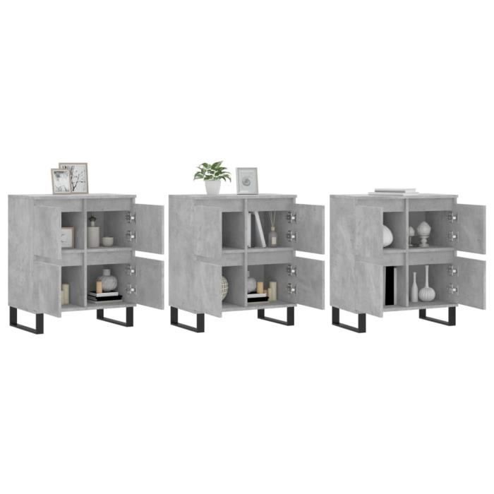VidaXL Buffets 3 pcs gris béton bois d'ingénierie 3190209
