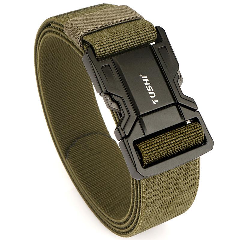 Новый мужской ремень для поездок на работу с автоматической пряжкой из нейлона, универсальный двухслойный толстый ремень для отдыха на природе