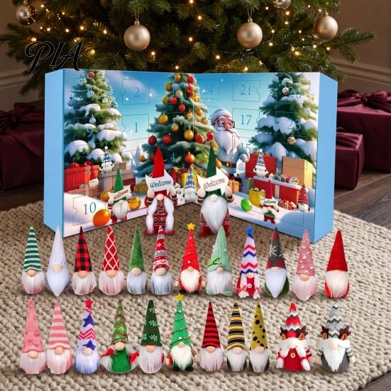 Plush Dwarf Box 2026 Christmas Gnome Advent Calendar, 24 Day Countdown Set with Faceless Soft Figurines Dolls, Xmas Ornaments for Tree Hanging