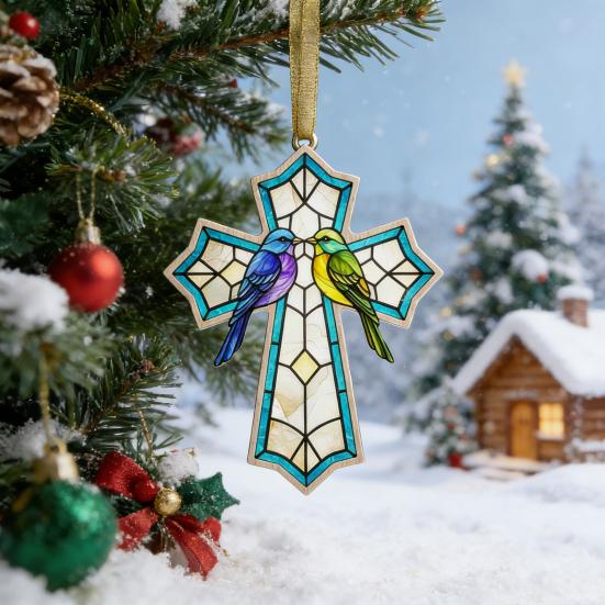 Bird Christmas Ornament Christian Symbol Hanging Decoration Bird And Faith Token Ornament for Xmas Tree Entryway Living Room Holiday Decor