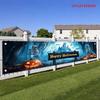 Halloween Fence Banner, Skull Head Pumpkin with Medieval Castle and Bat, Outdoor Garden Holiday Decor
