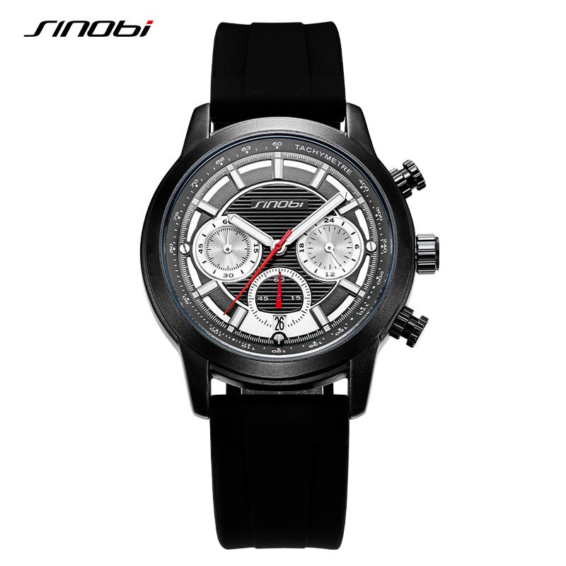 Лучшие роскошные мужские часы Sinobi с оригинальным дизайном, модные спортивные хронографы, мужские кварцевые наручные часы с календарем, мужские часы Relojio