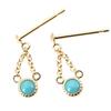 Barzaz Turquoise 18K Yellow Gold Earrings for Natural Light Blue Women, Turquoise,