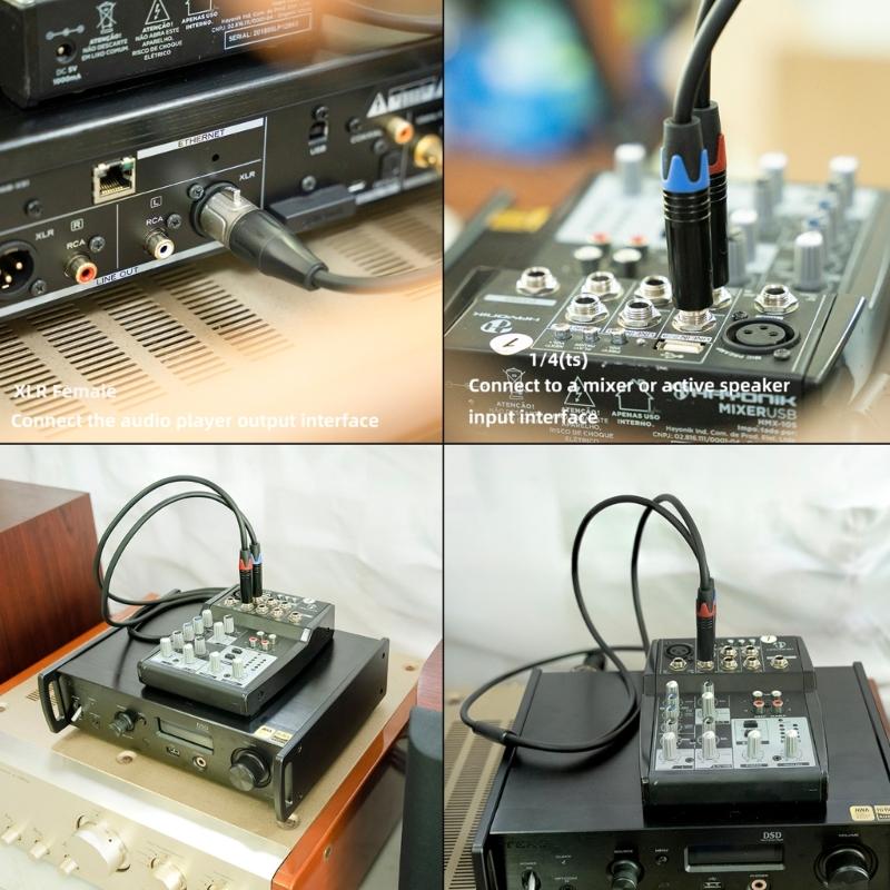 Y-образный разветвитель XLR (мама) на два 1/4 дюйма, Кабель-адаптер XLR (мама) на два монофонических штекера 6.35 мм TS, Преобразователь аудиосигнала для микрофона