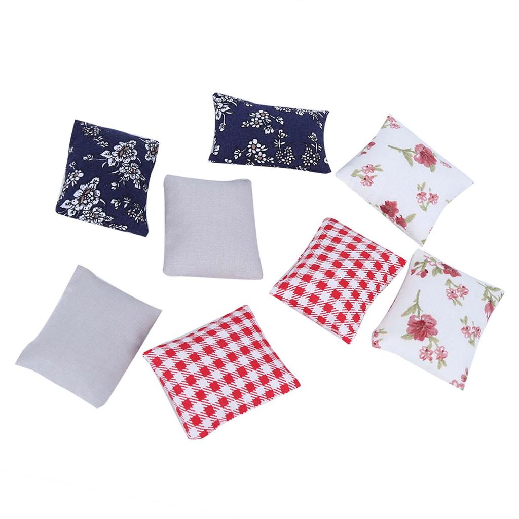 8шт 1:12 Подушки для кукольного домика, миниатюрные, имитация подушек, мебель, модель, игрушка, аксессуар, подушка для дивана