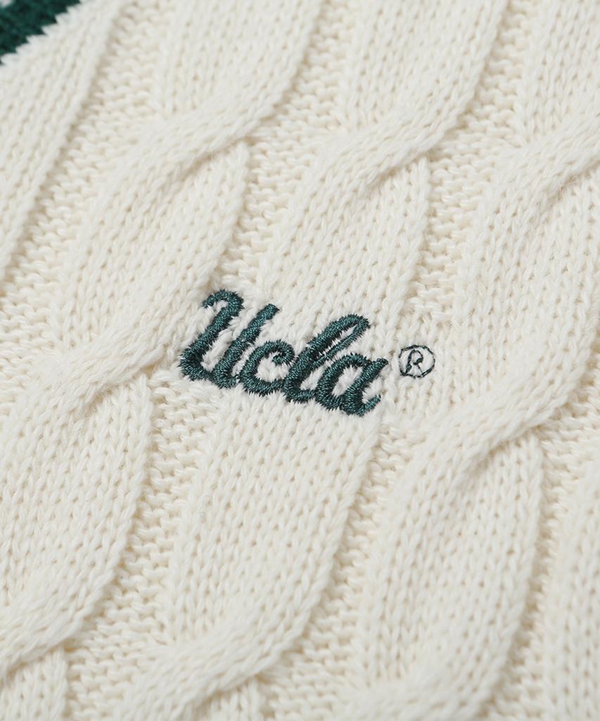 Вязаный жилет UCLA с V-образным вырезом и косами [Слоновая кость](Uz9Ve01_22)