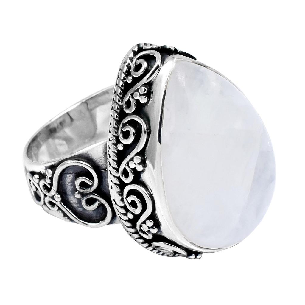 Кольцо-капля ручной работы из стерлингового серебра 925 пробы с натуральным радужным лунным камнем ручной работы для унисекс