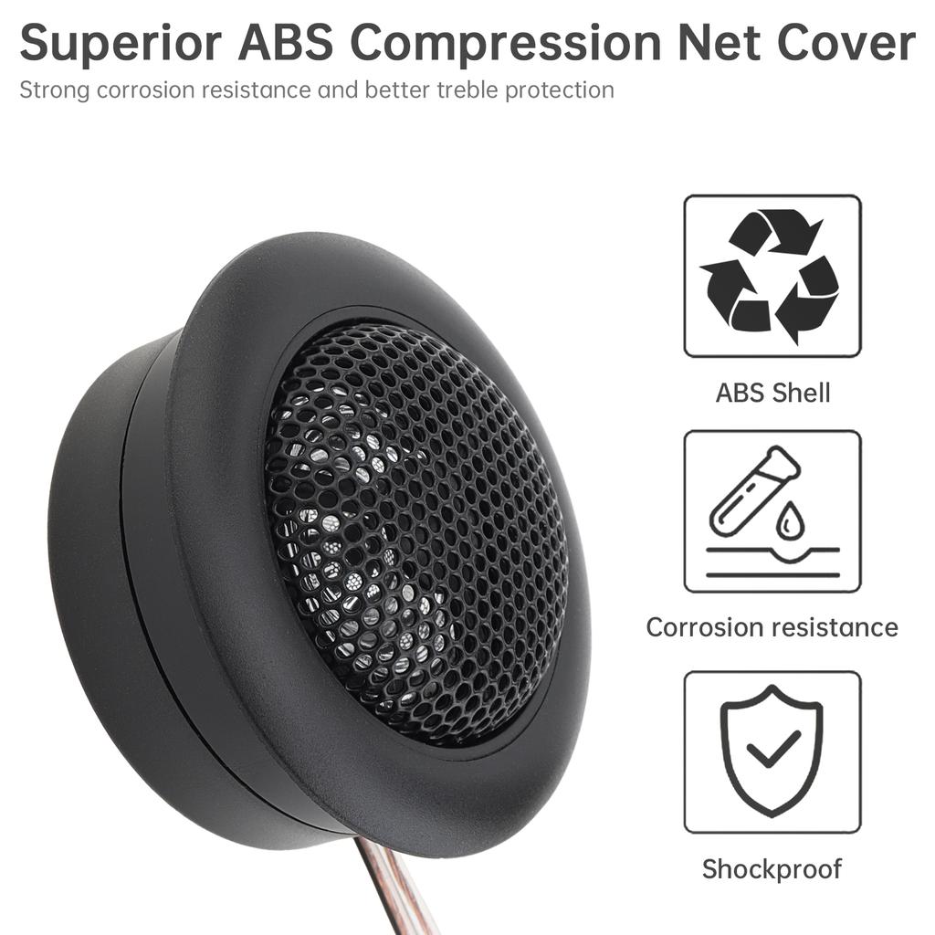 4pcs 800W High Efficiency 25mm Mini Dome Tweeter Speakers for Car Audio System with Spare Casing Black High Frequency