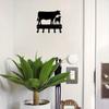 Cow and Calf Cattle Farm Key Rack - 6 Inch Wide Metal Wall Art with Over The Door Hooks, Bathroom Towel Holder