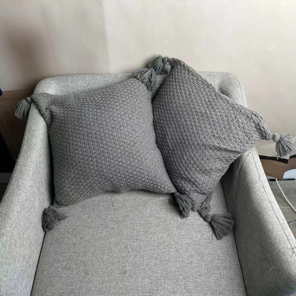 Nordic Knitted Tassel Wool Throw Blanket for Sofa or Office Naps