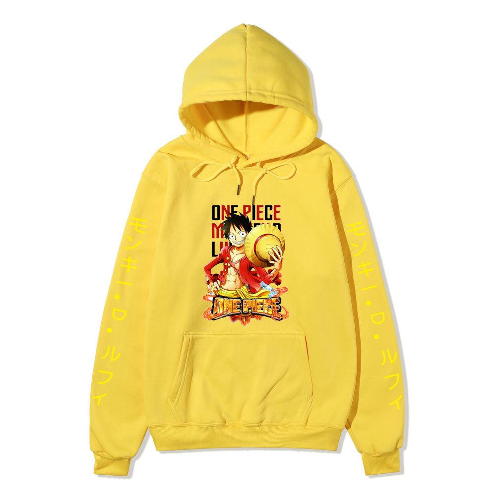 Monkey D. Luffy Unisex Hooded Sweatshirt Anime Graphic Print Fleece Lined Warm Loose Long Sleeve Casual Pocket Hoodie