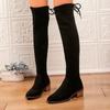 2024 Горячая Распродажа Туфли для женщин Женские сапоги Зимние Круглые Носки Теплые Однотонные Высокие Трубы Низкие Каблуки Модные Сапоги Большого Размера