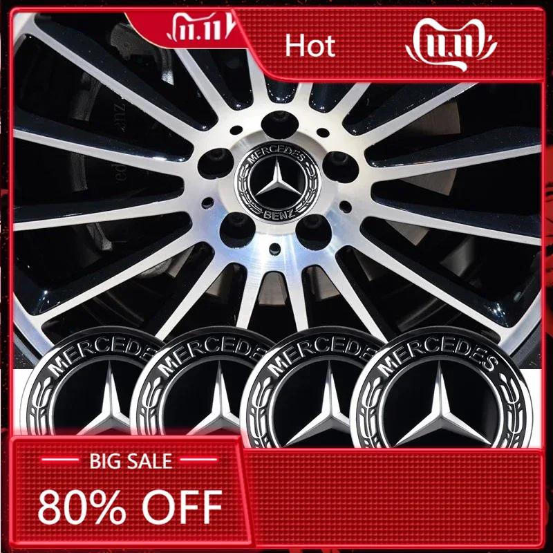 C200 E200 For Mercedes Benz 4Pcs Car Styling Wheel Hub Cap Stickera Auto Refit Accessories for Mercedes Benz Amg W203 W176 W221