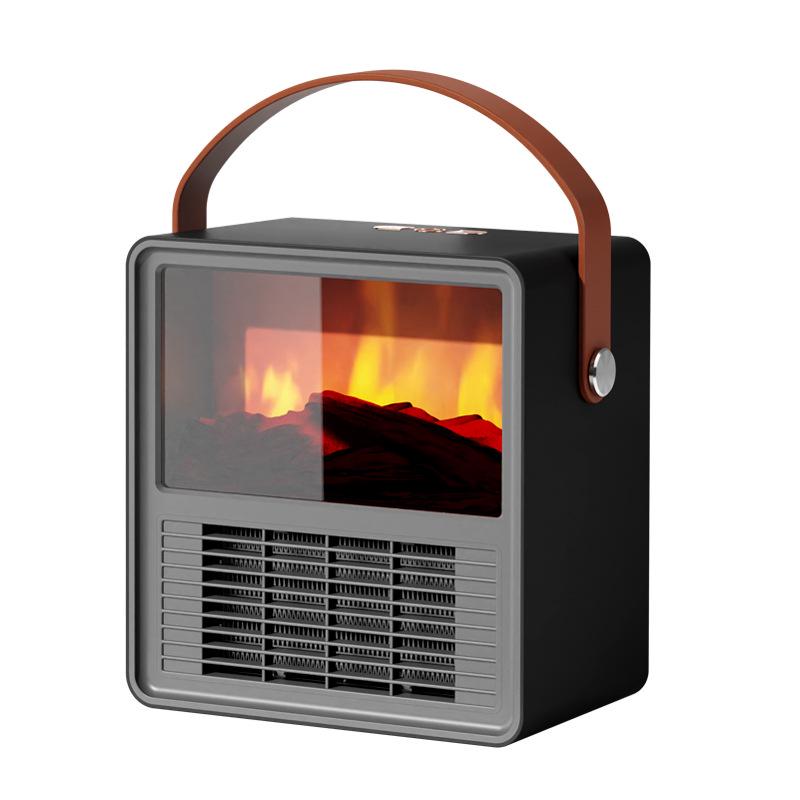 Портативный электрический камин с имитацией пламени и текстурой древесины