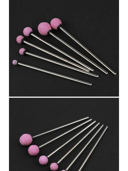 3 мм Красный корунд на кремневой связке Шаровидный шлифовальный круг с длинным хвостовиком для дрели - Удаление ржавчины с металла и полировка.