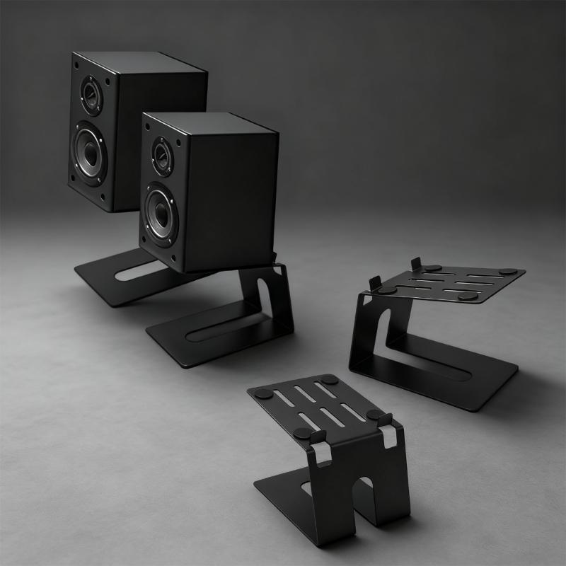 Desktop Speaker Stands With Reinforced Metal Base Stability For Enhances Audios Equipment Protections Space Efficiency