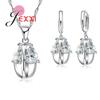 Fashion Oval Shape Hollow Crystal Jewelry Sets For Women Sterling Silver Color Chian Necklace Pendant Earrings Fast Shipping