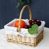 Плетеная корзина для пикника с ручкой и моющимся вкладышем для кемпинга, сбора овощей, празднования Дня матери и Дня благодарения