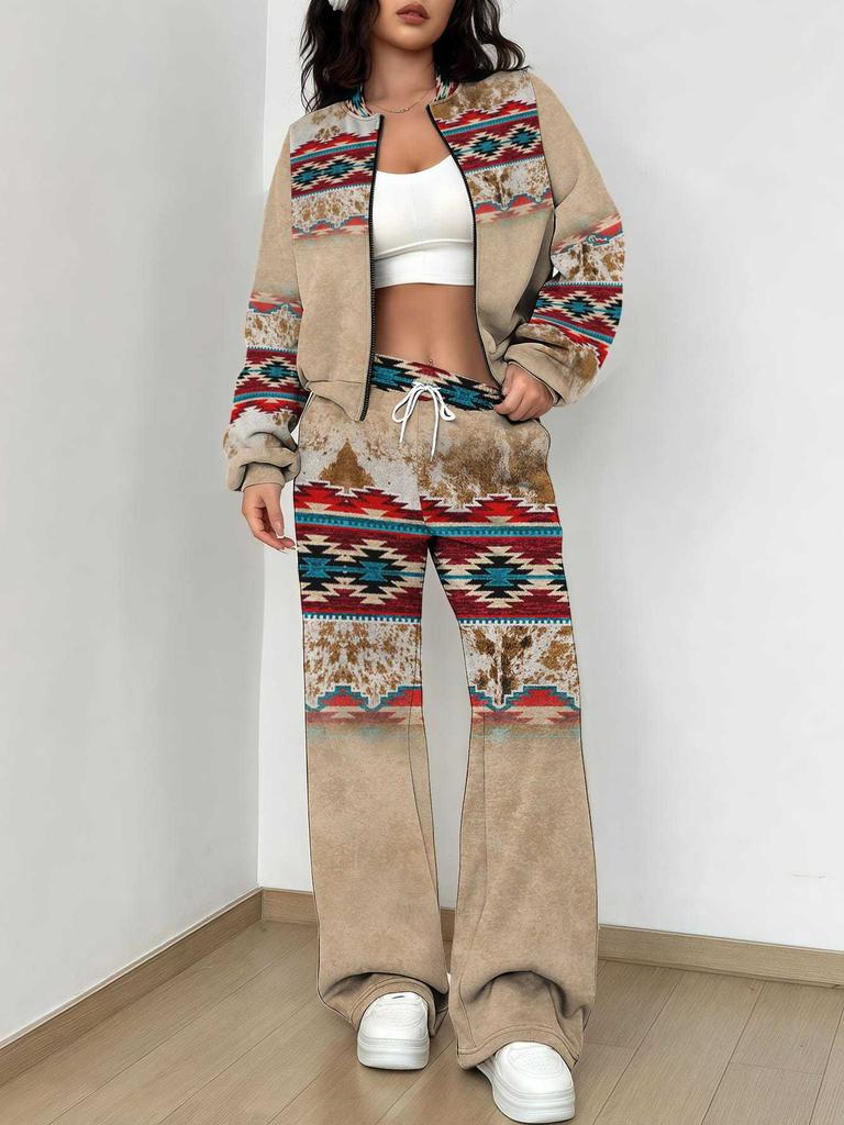Bohemian Style Suit Autumn And Winter New European And American Women'S Clothing Ethnic Style Printing Women