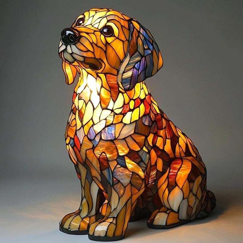Витражная лампа в виде корги, ночник с изображением собак и кошек, подарки для бассет-хаундов, витражная лампа с изображением кошек, винтажный ночник с изображением животных для домашнего декора