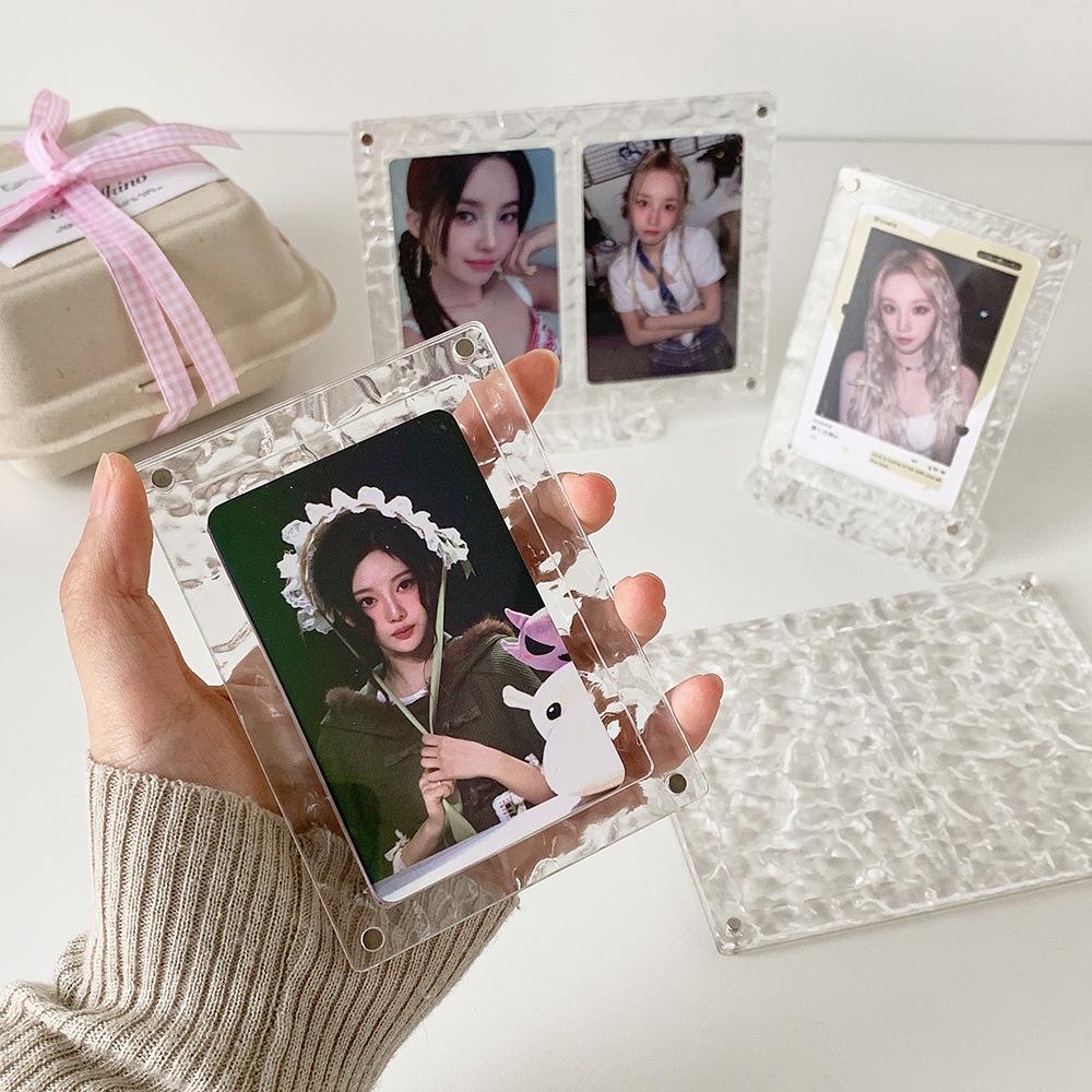 Акриловая фоторамка Компактная фоторамка с подставкой Держатель для фотокарточек K-pop Профессиональный вид Настольный дисплей для карточек Для трейдинга