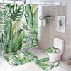 Flower Watercolor Field Flower Shower Curtain With 4 Pieces Absorbent Bathroom Mat Bathroom Curtain With Soft Bath Wheel U-Shaped Mat