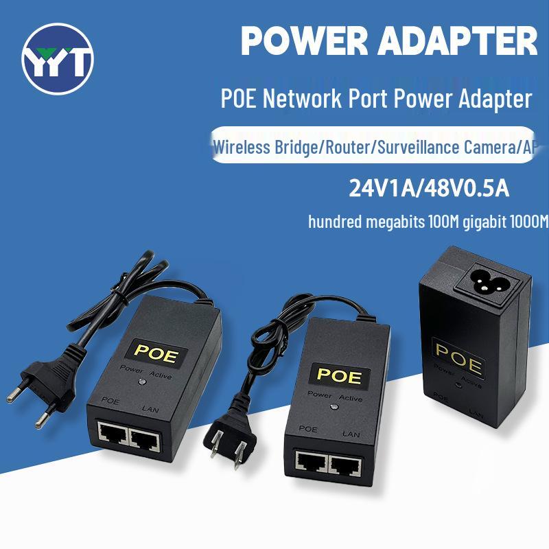 48V/0.5A & 24V/1A POE Power Adapter with Ethernet Cable for Wireless AP Bridge & Gigabit Surveillance Camera.