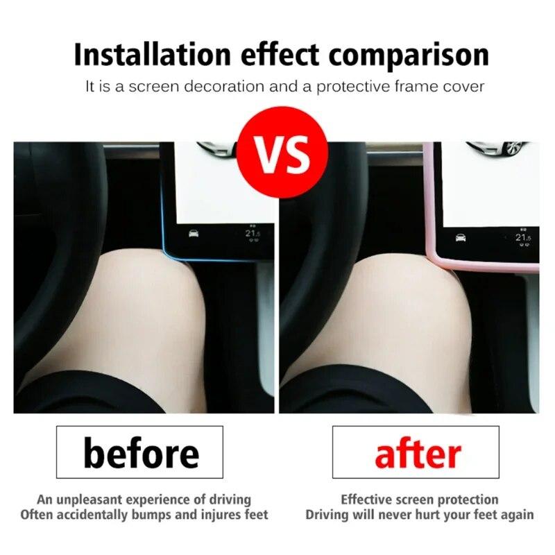 For Tesla Model 3 Y Silicone Protective Frame Edge Cover Central Control Car Accessories Navigation Screen Protector New Model 3