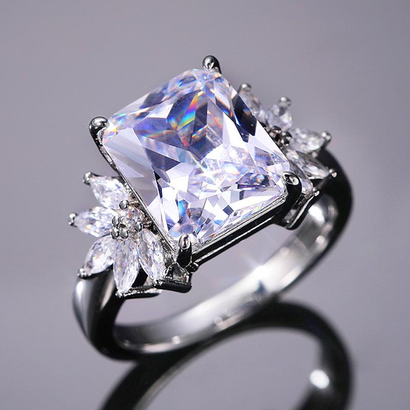 Новые великолепные кольца с кристаллами CZ, большие обручальные кольца, женские прямоугольные кольца с цирконием AAA, блестящее женское обручальное кольцо, ювелирные изделия вечности