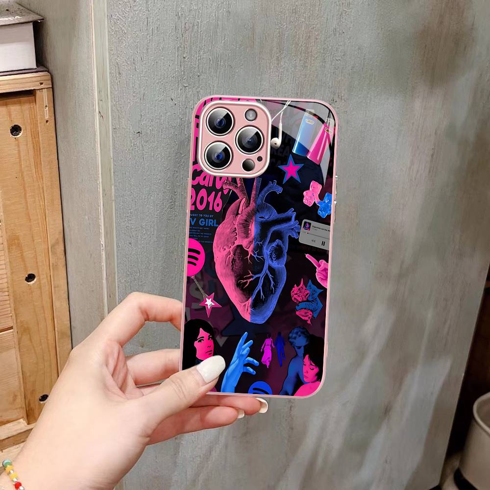Розово-голубая ТВ-девочка Для IPhone 14 13 12 Mini 11 Pro XS Max X XR 14 Plus Закаленное стекло