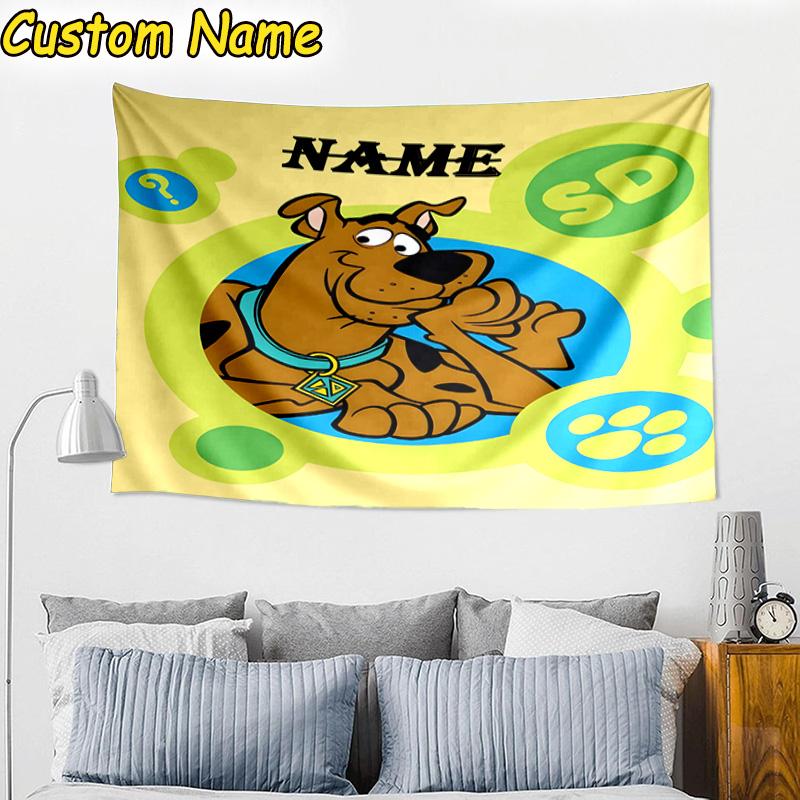 Custom Name Tapestry Scooby dog Tapestry Room Decoration Wall Hanging for Living Room Bedroom, dormitory, Birthday and Christmas gifts