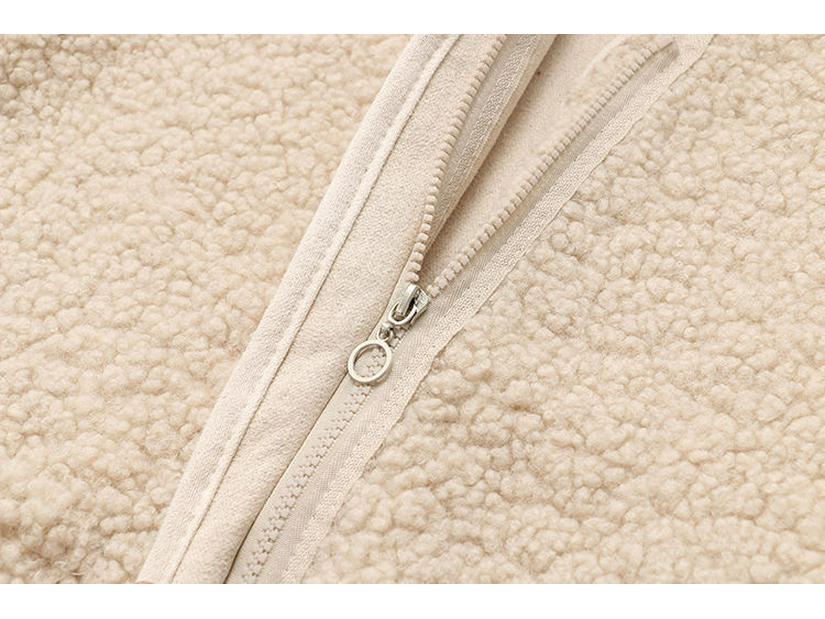 Женский жилет из овечьей шерсти на молнии, осенне-зимний - утолщенный меховой жилет