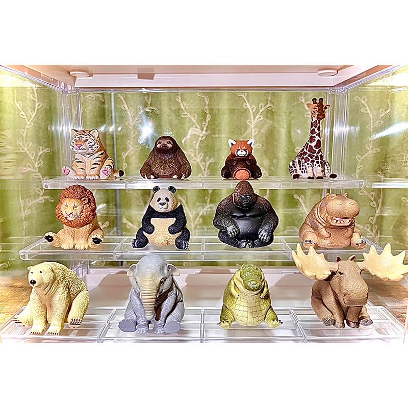 Genuine Gacha Figure Small Scale Model Round Rolling Animal 03 Giraffe Tiger Sloth Red Panda Action Figure Model Toys