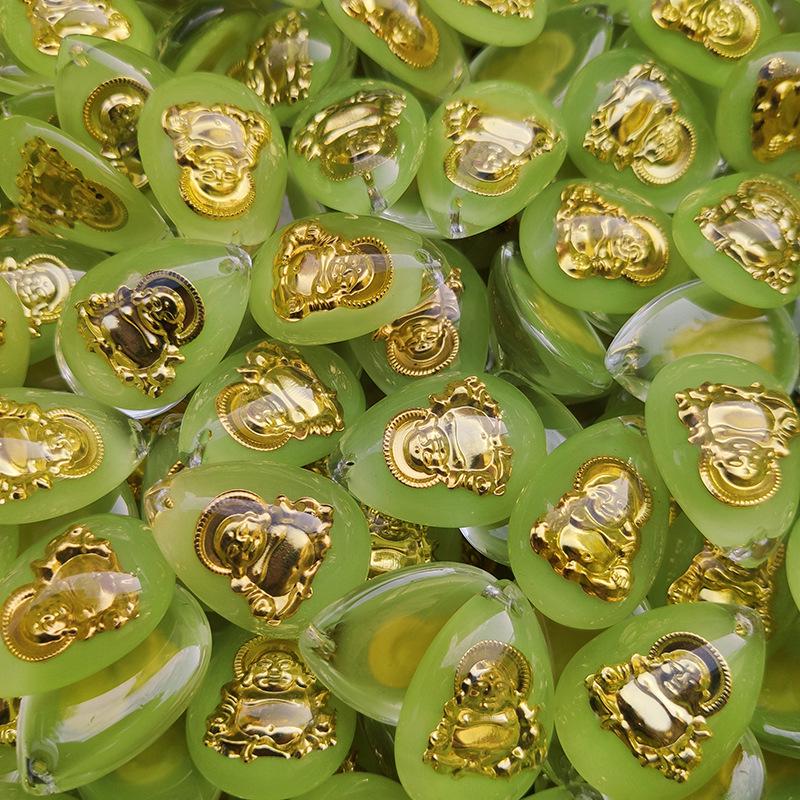 Светящаяся подвеска в виде капли воды с золотой статуей Будды Гуаньинь - невыцветающее ожерелье