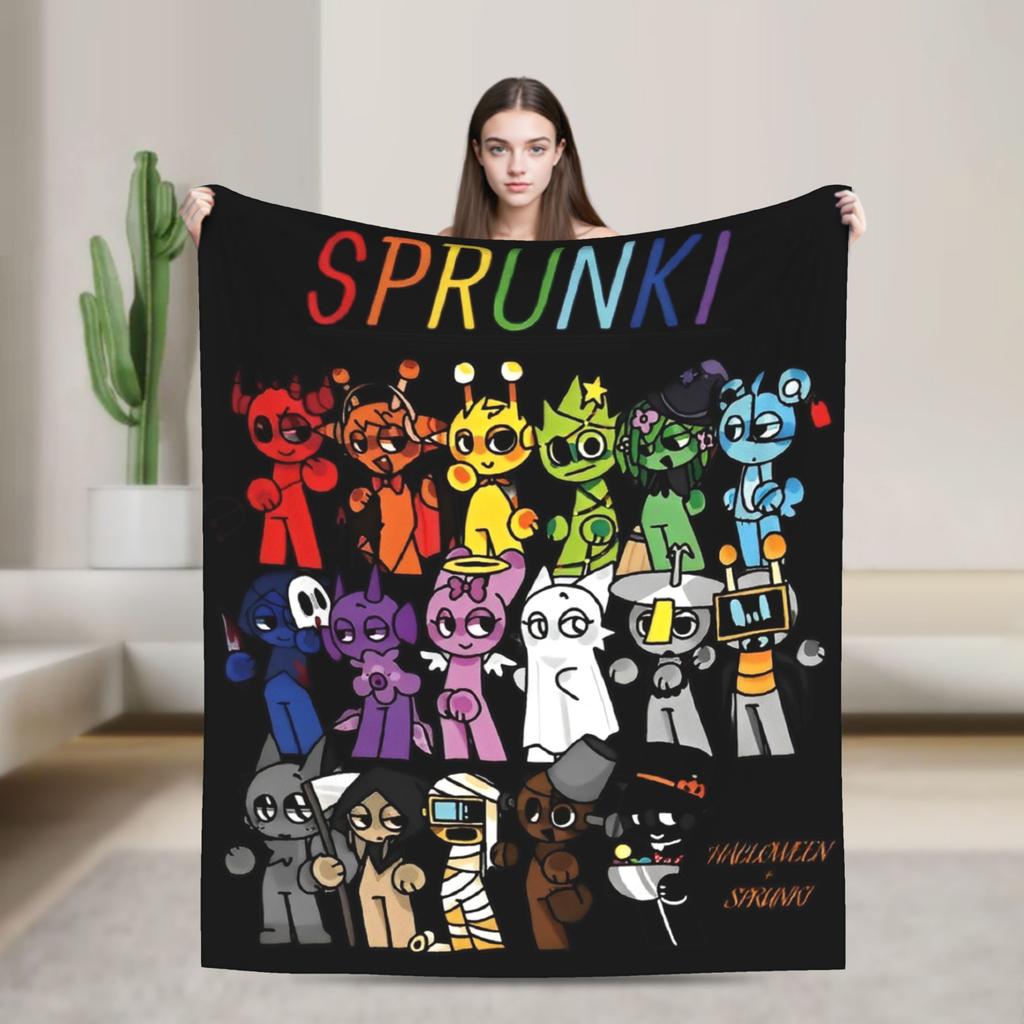 Пледы с персонажами Sprunki Фланелевые Забавные Дышащие Пледы для Дома Все Сезоны