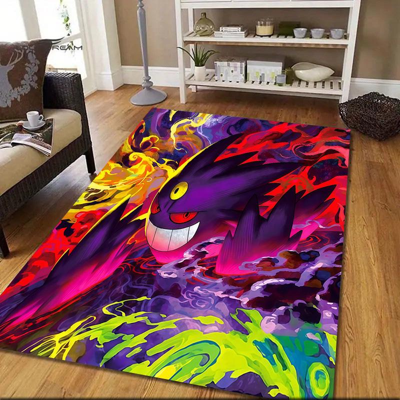 Gengar Flannel Pattern Square Carpet,Area Rug,Carpet Rug for Living Room Bedroom Sofa Playroom Decor,Non-slip Floor Mat