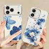 Чехол с принтом «Цветы» для iPhone 17 Pro Max iPhone 16 15 14 13 Pro Max 11 17e 16e Рамка для камеры с покрытием Прозрачная мягкая силиконовая задняя крышка