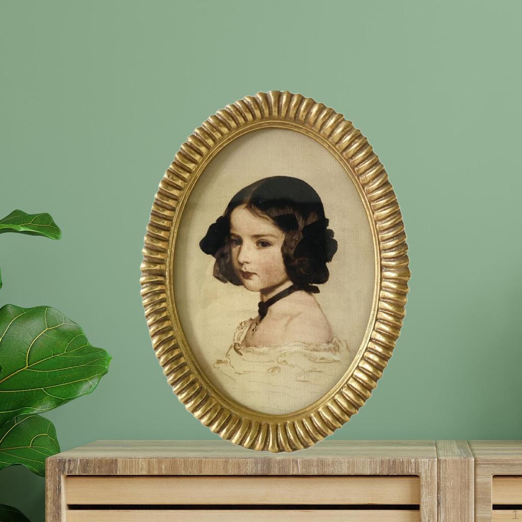 Oval Picture Frame Antique Wall Decor Decorative Mount Artwork Resin Photo Display