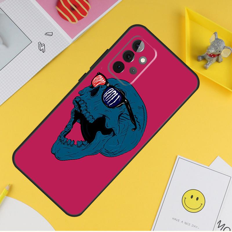 Rock and Roll Skull Case For Samsung Galaxy A54 A34 A14 A13 A33 A53 A12 A32 A52 A71 A51 A15 A25 A35 A55 Cover